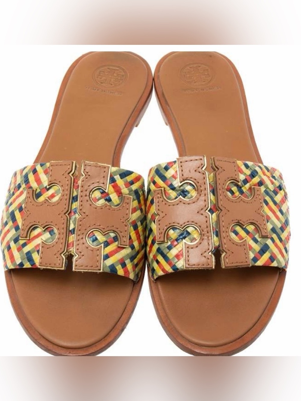Tory Burch Ines Multicolor Woven Raffia
Flat Slide